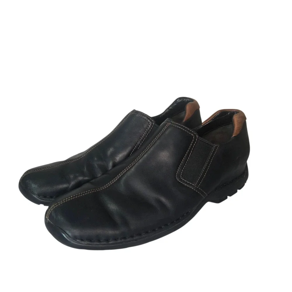 Cole Haan Zeno II Mens 10.5 M Black Leather Stitch Comfort Slip On Loafer Shoes